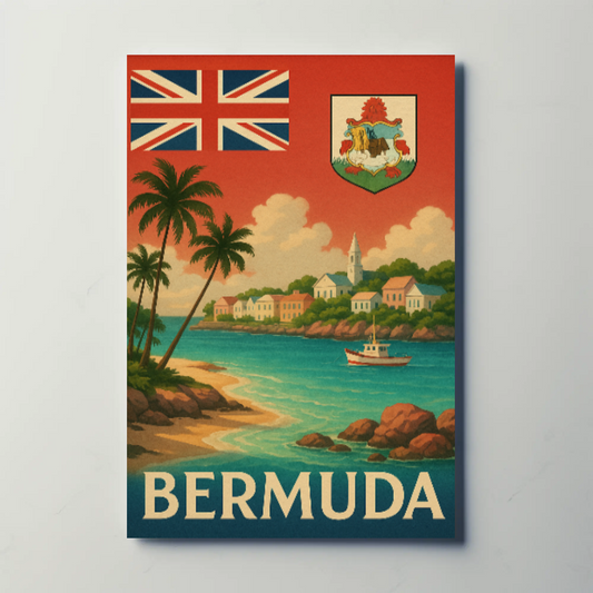 Bermuda Coastal Charm Vintage Travel Poster