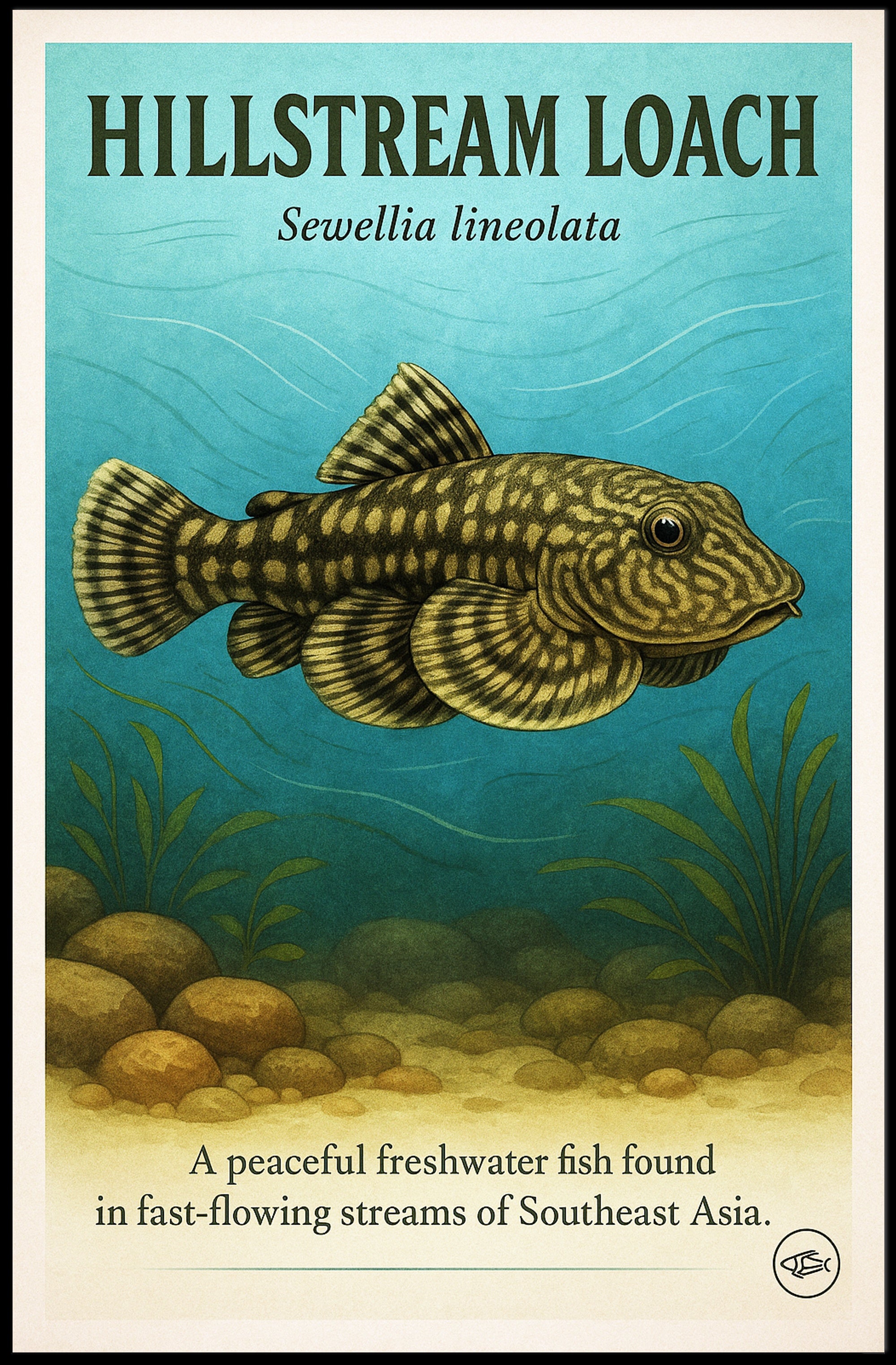 Hillstream Loach Sewellia lineolata Poster PosterGoat