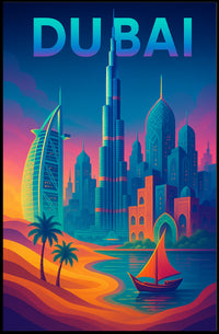 Dubai Dreamscape Skyline Poster For Travel Art Lovers Decor