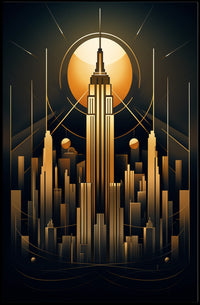 Empire State Art Deco New York Travel Poster
