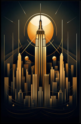 Empire State Art Deco New York Travel Poster