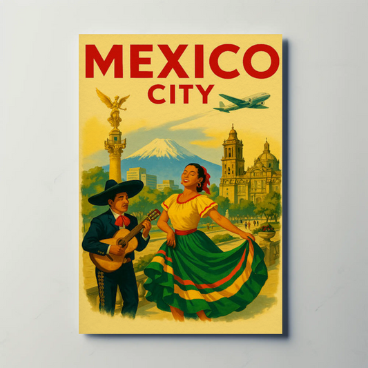 Mexico City Mariachi Dancers Volcano Cathedral Poster