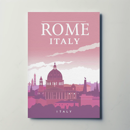 Rome Italy Vintage Domed Cathedrals Poster