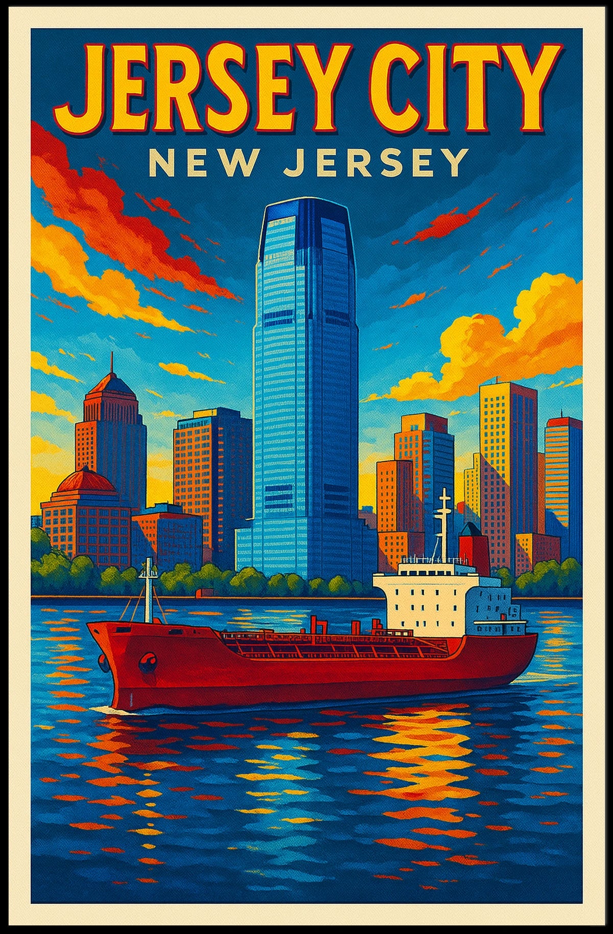 Jersey City Skyline Poster