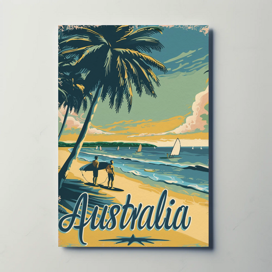 Vintage Travel Poster - Australia Beach Surf