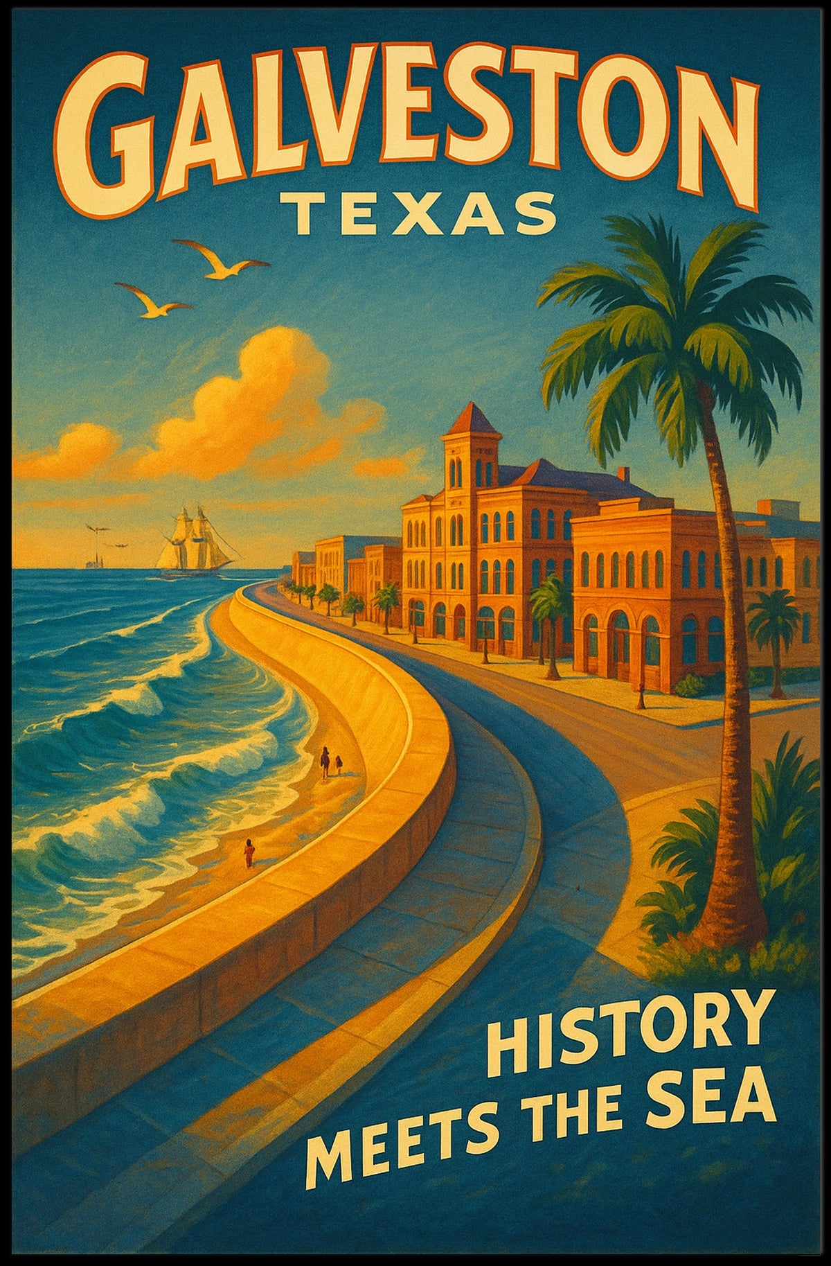 Galveston, Texas History Meets The Sea Poster