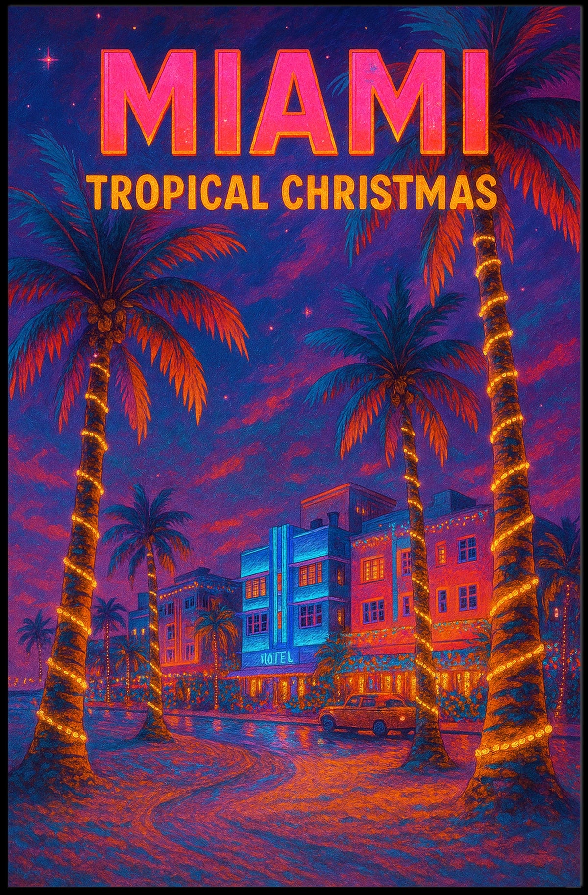 Miami Tropical Christmas Poster