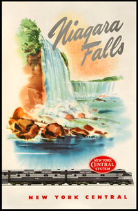 Niagara Falls Travel Adventure Vintage Train Poster
