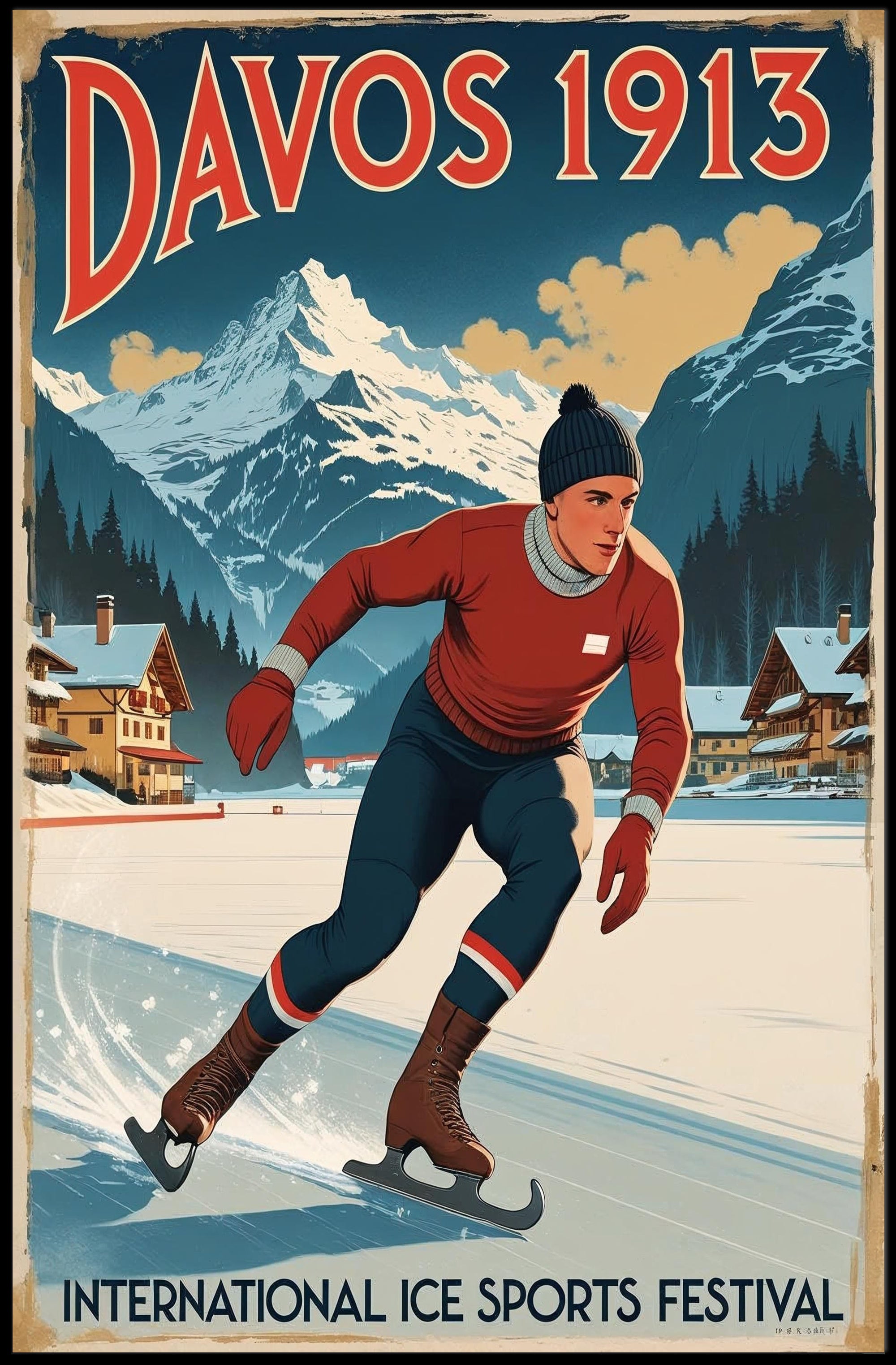 Davos 1913 – International Ice Sports Festival Poster PosterGoat