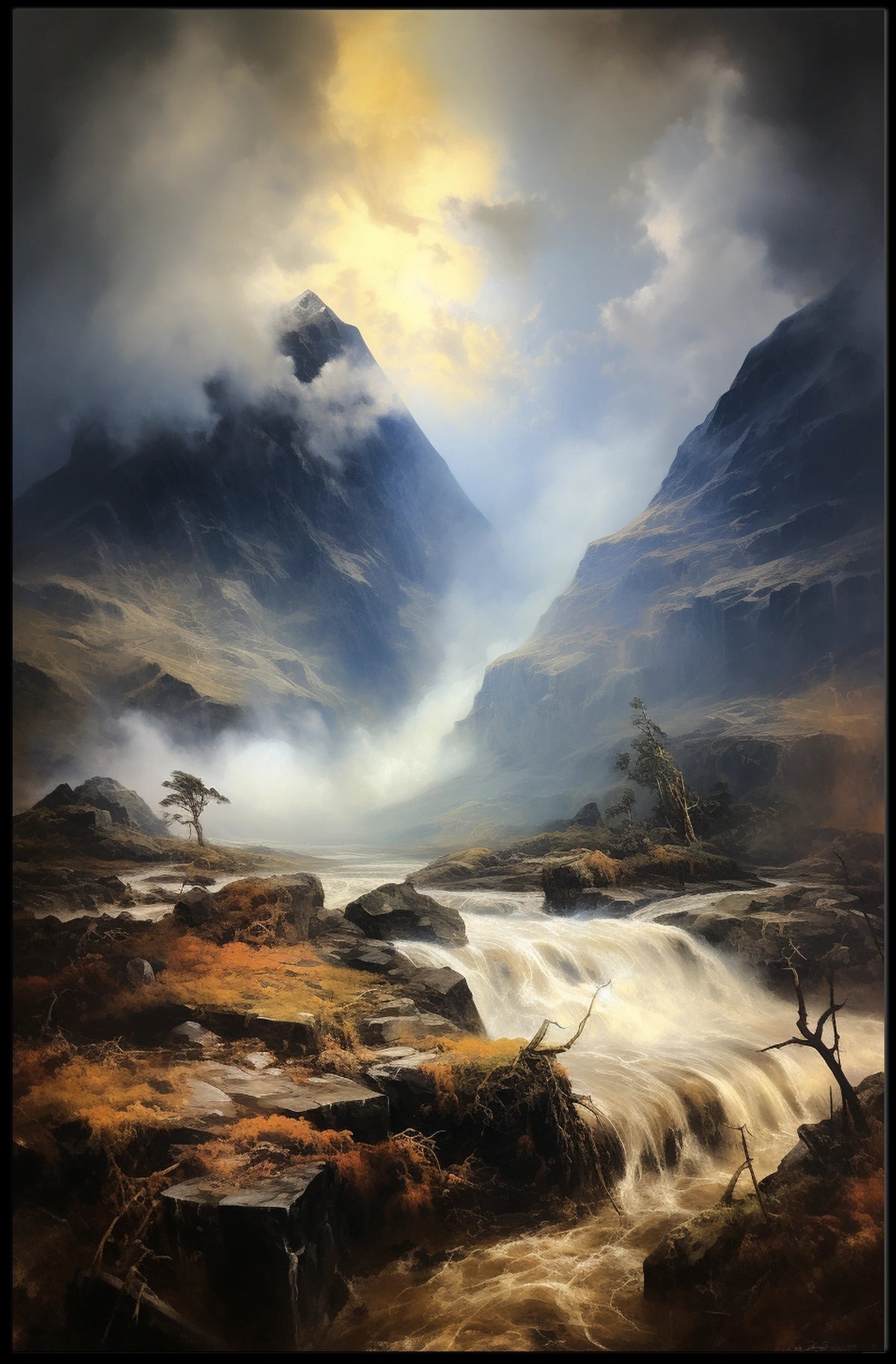Majestic Mountain Landscape: Photorealistic National Park Poster