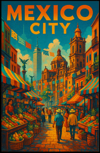 Vibrant Mexico City Market Poster