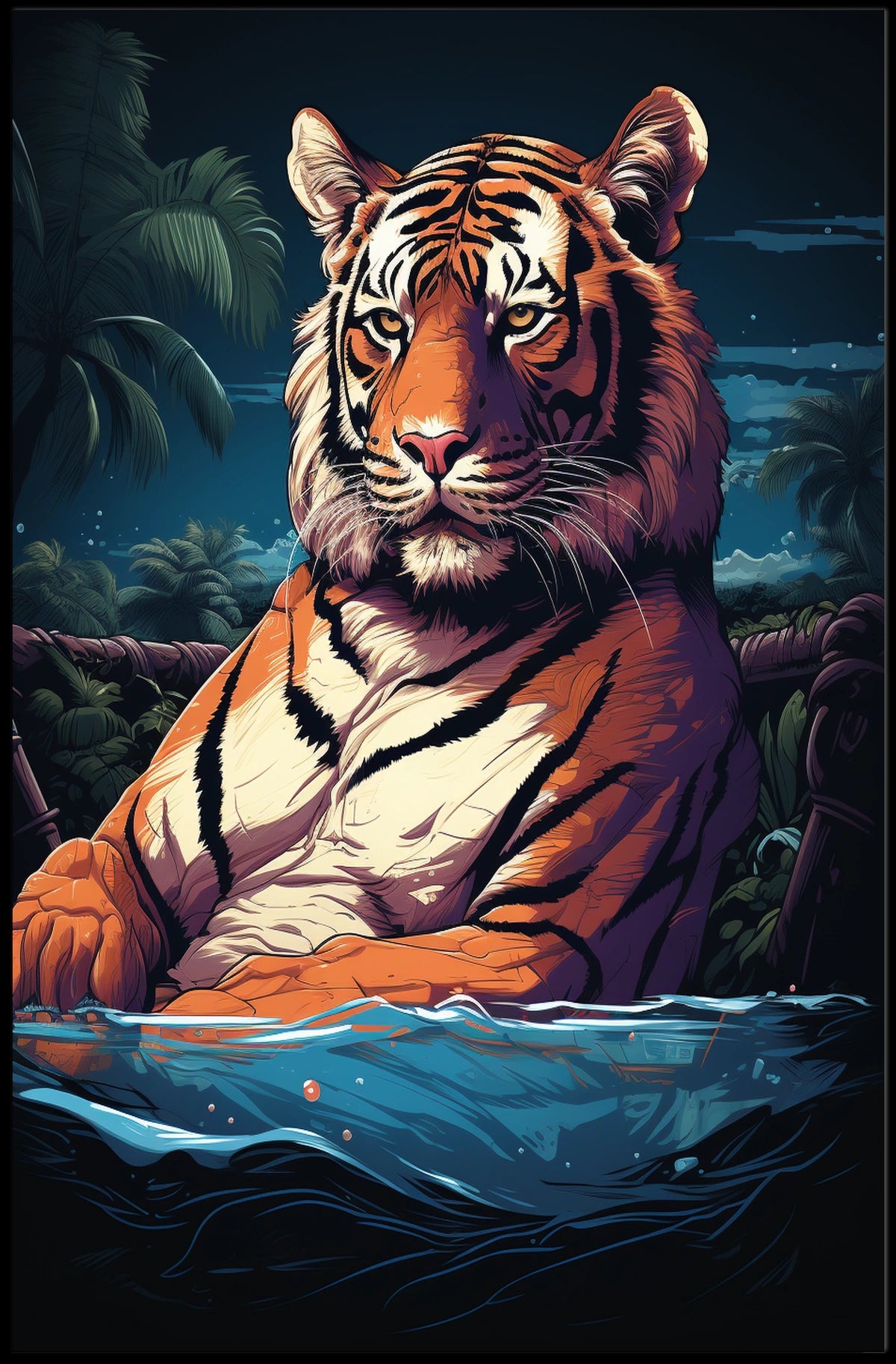 Tropical Tiger in Jungle Environment - Animal Poster