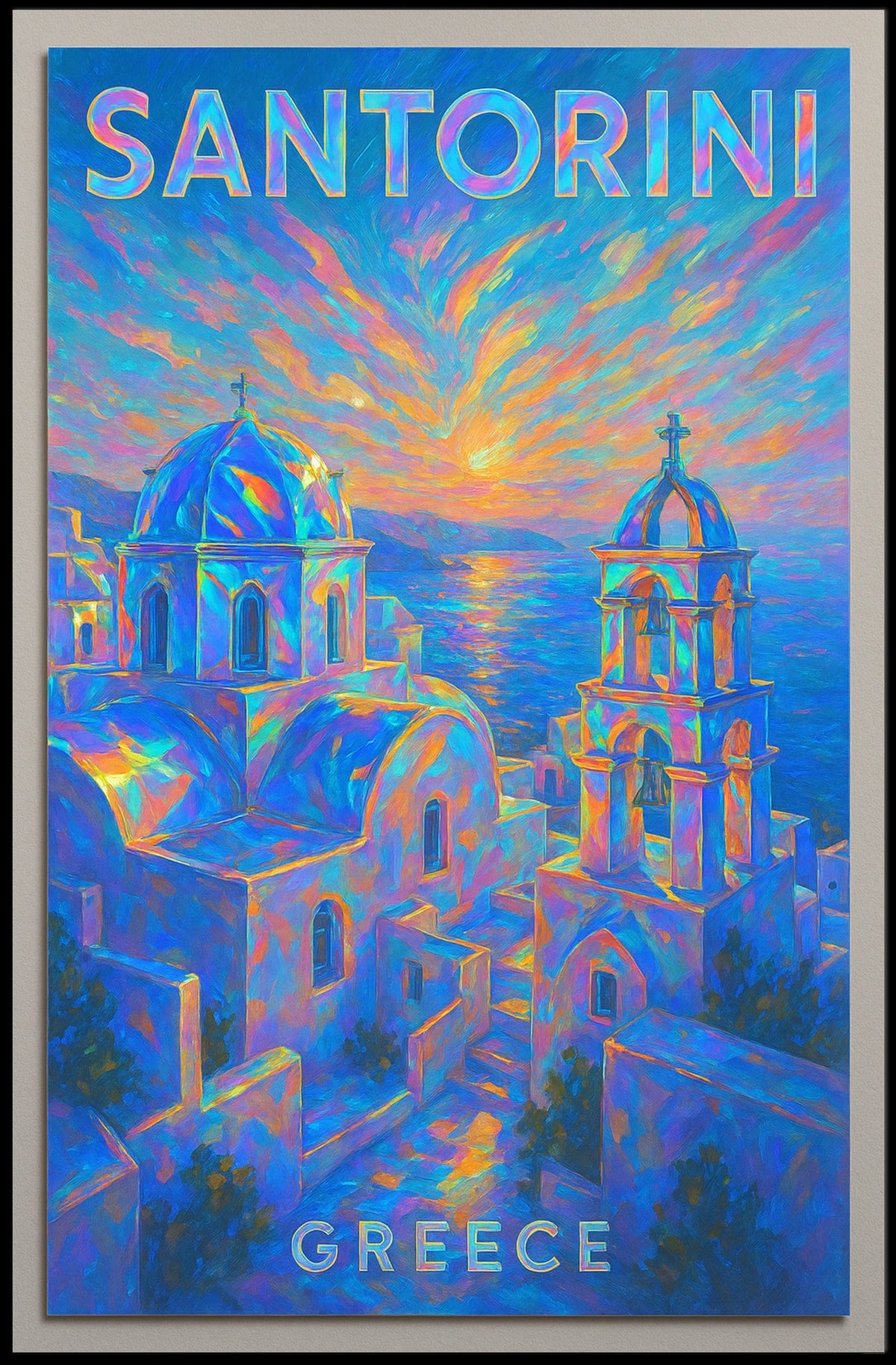 Santorini Sunset Greece Poster