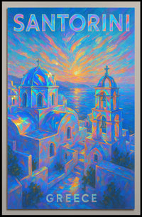 Santorini Sunset Greece Poster