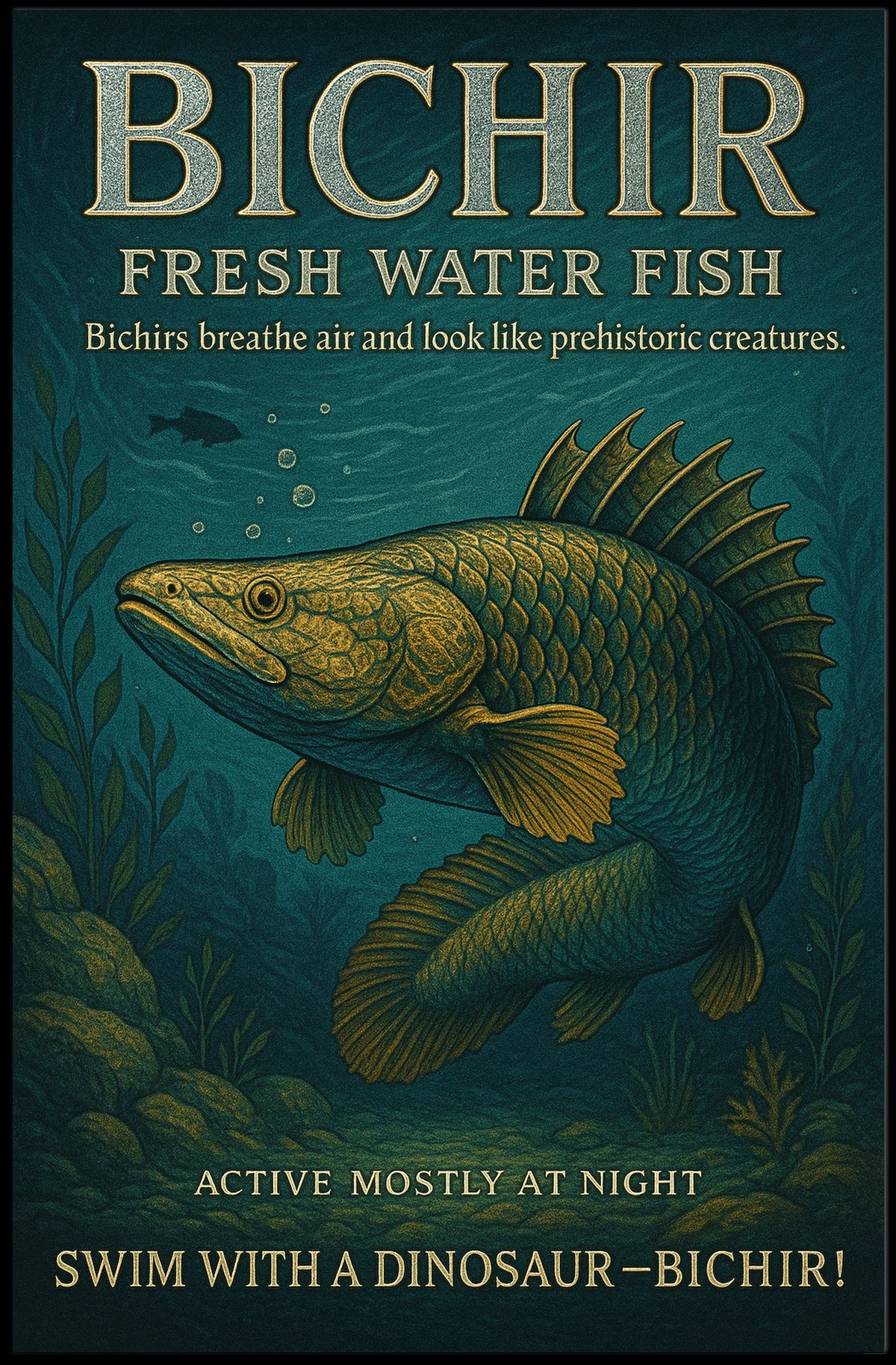 Swim With A Dinosaur Bichir Poster
