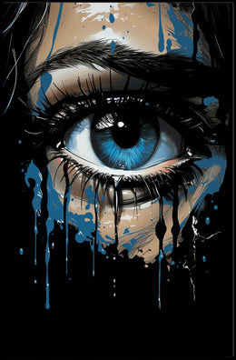 Mystical Blue Eye Dripping Paint Art Poster
