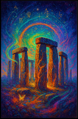 Stonehenge Cosmic Night Surreal Fantasy Art Poster