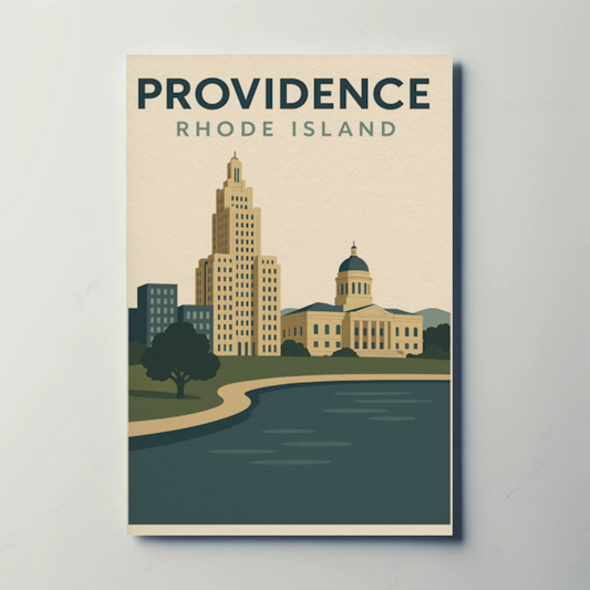 Providence Rhode Island Vintage Skyline Travel Poster