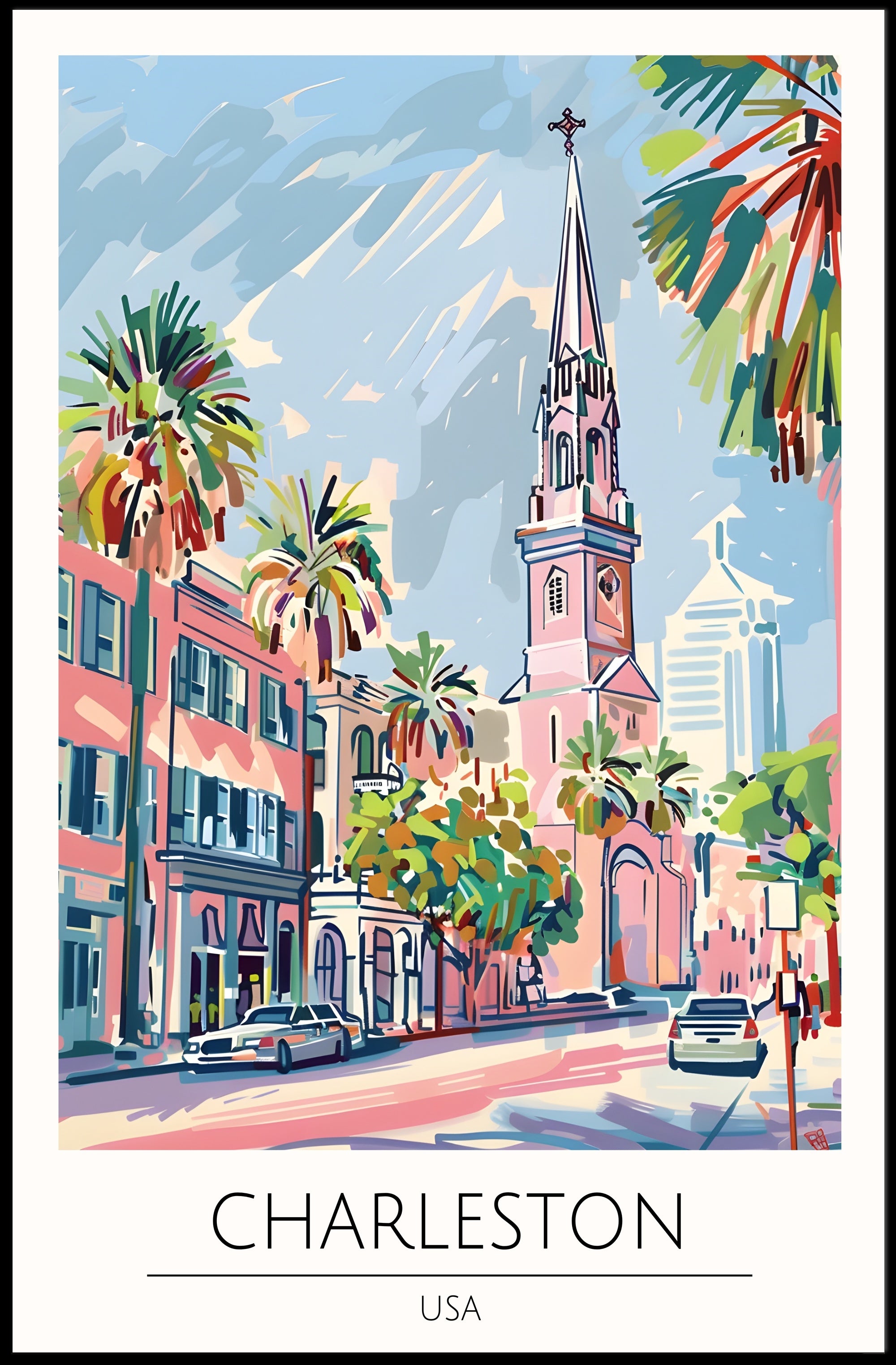 Charleston Cityscape Poster PosterGoat