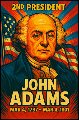 John Adams 2nd President of the United States Colorful Comic Book Style Poster