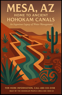 Ancient Hohokam Canals in Mesa Cultural Heritage Poster