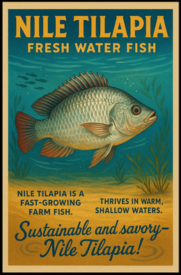 Nile Tilapia Vintage Aquatic Poster for Sustainability Enthusiasts