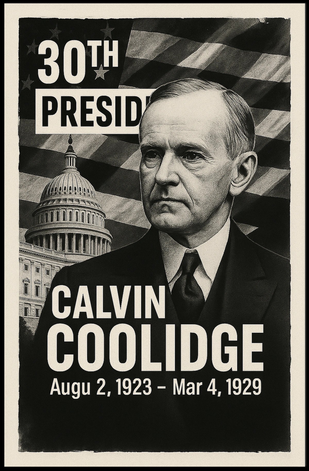 Calvin Coolidge 30th President of the United States Digital Montaje Poster