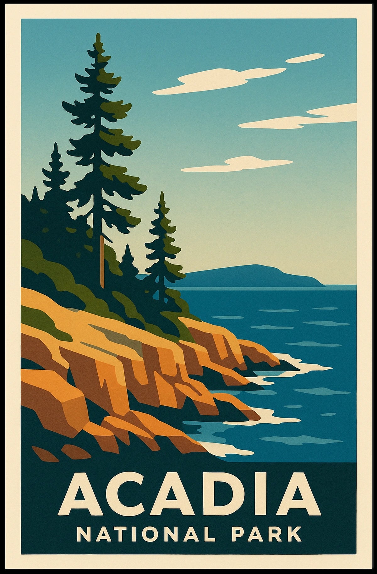 Acadia National Park Scenic Vintage Nature Lovers Poster