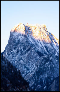 Majestic Dawn: Snow-Covered Mountain Art Poster