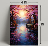 Tranquil Cherry Blossom Landscape Poster