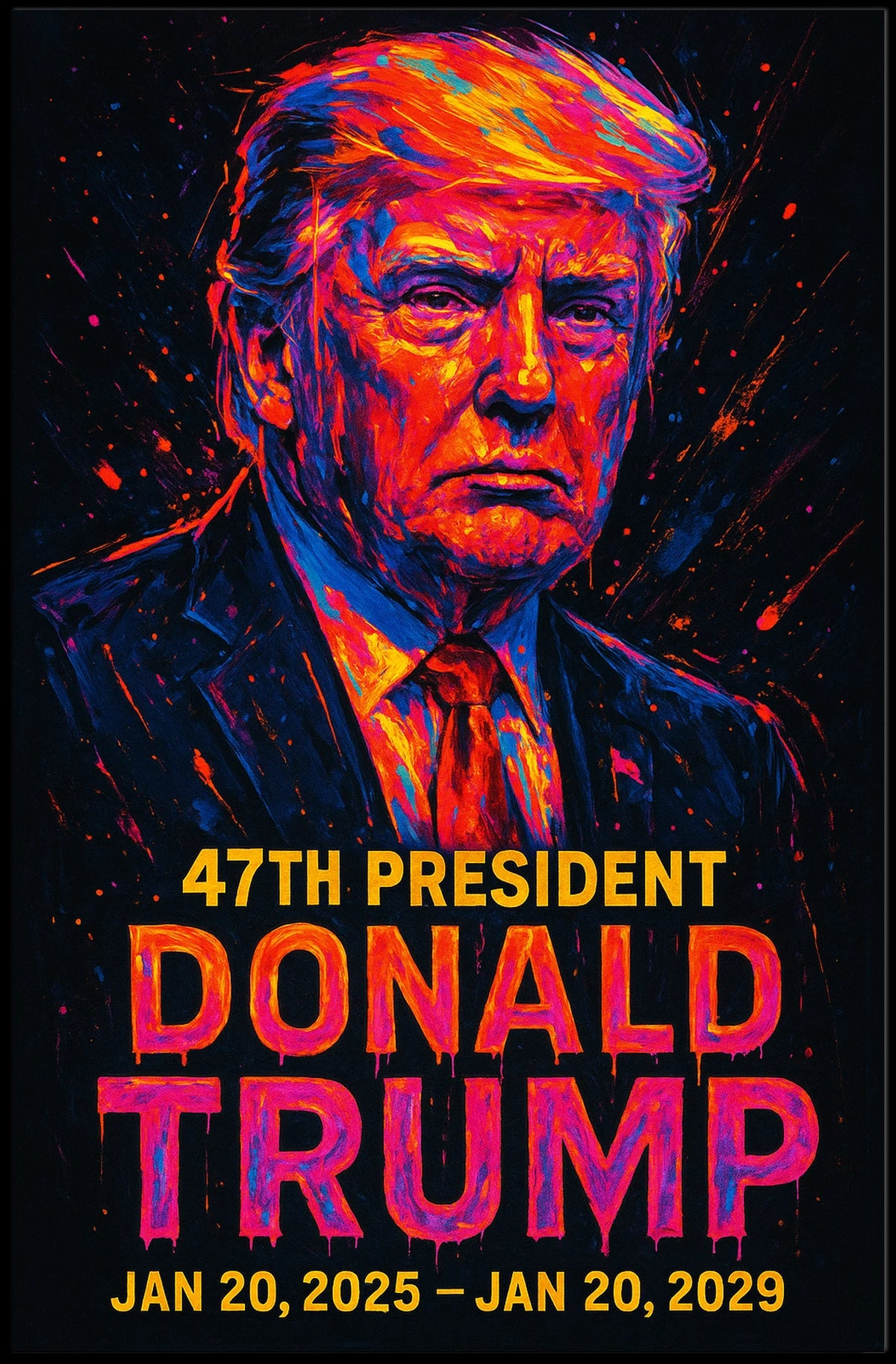 Trump Modern Resolve Neon Futurism Poster