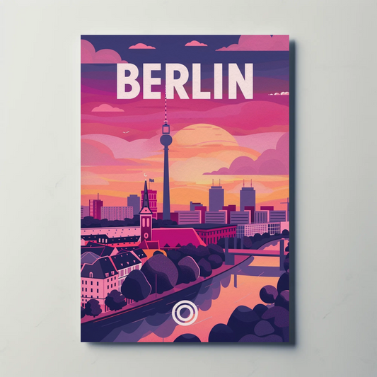 Berlin Skyline Tower Sunset Modern Urban Travel Poster
