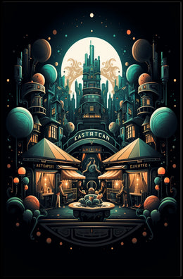 Futuristic Market Night Poster