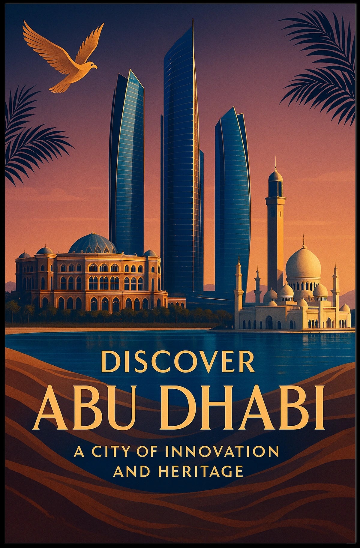 Abu Dhabi Poster Discover Cityscape Home Decor Enthusiasts