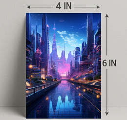 Futuristic Cityscape At Twilight Poster