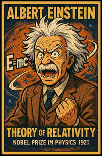 Curious Einstein Portrait Vintage Science Poster