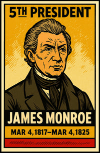 James Monroe 5th President of the United States Inked Comic Style Poster