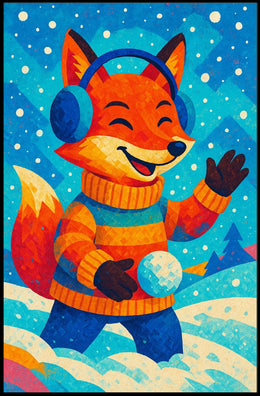Winter Fox Scene Poster