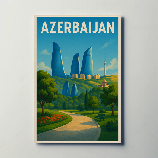 Majestic Azerbaijan Cityscape, Landmarks and Culture Travel Poster