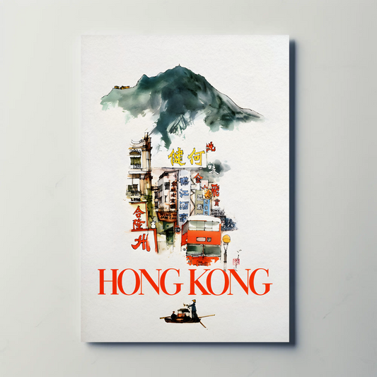 Hong Kong - Artistic Travel Poster