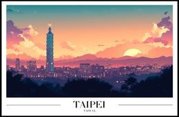 Taipei Skyline Sunset: Urban or Cityscape Poster