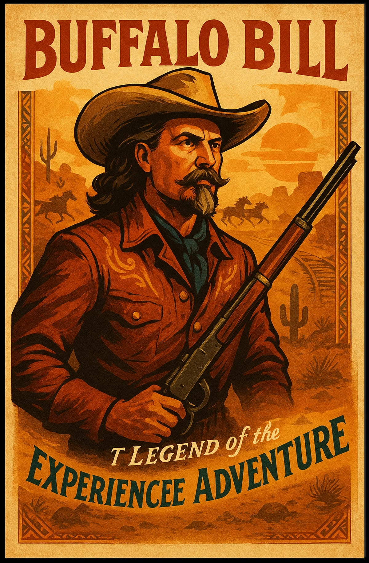 Buffalo Bill Legend Of Adventure Poster Vintage Wall Art