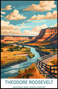 Theodore Roosevelt National Park Scenic Landscape Vintage Poster