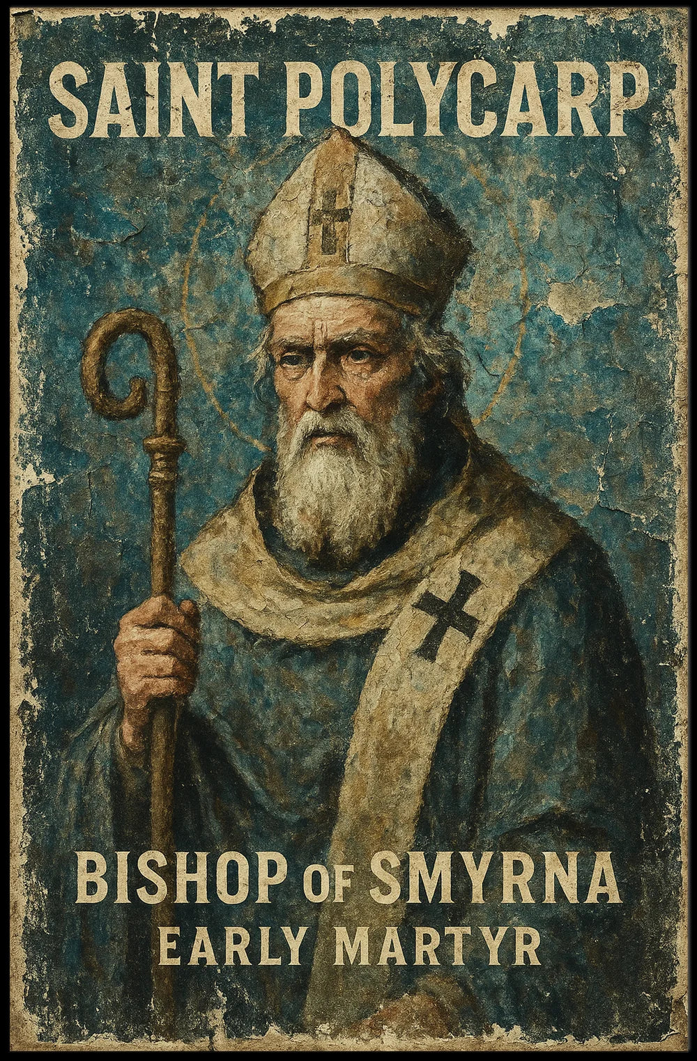 Saint Polycarp Bishop of Smyrna Vintage Art Poster Historical