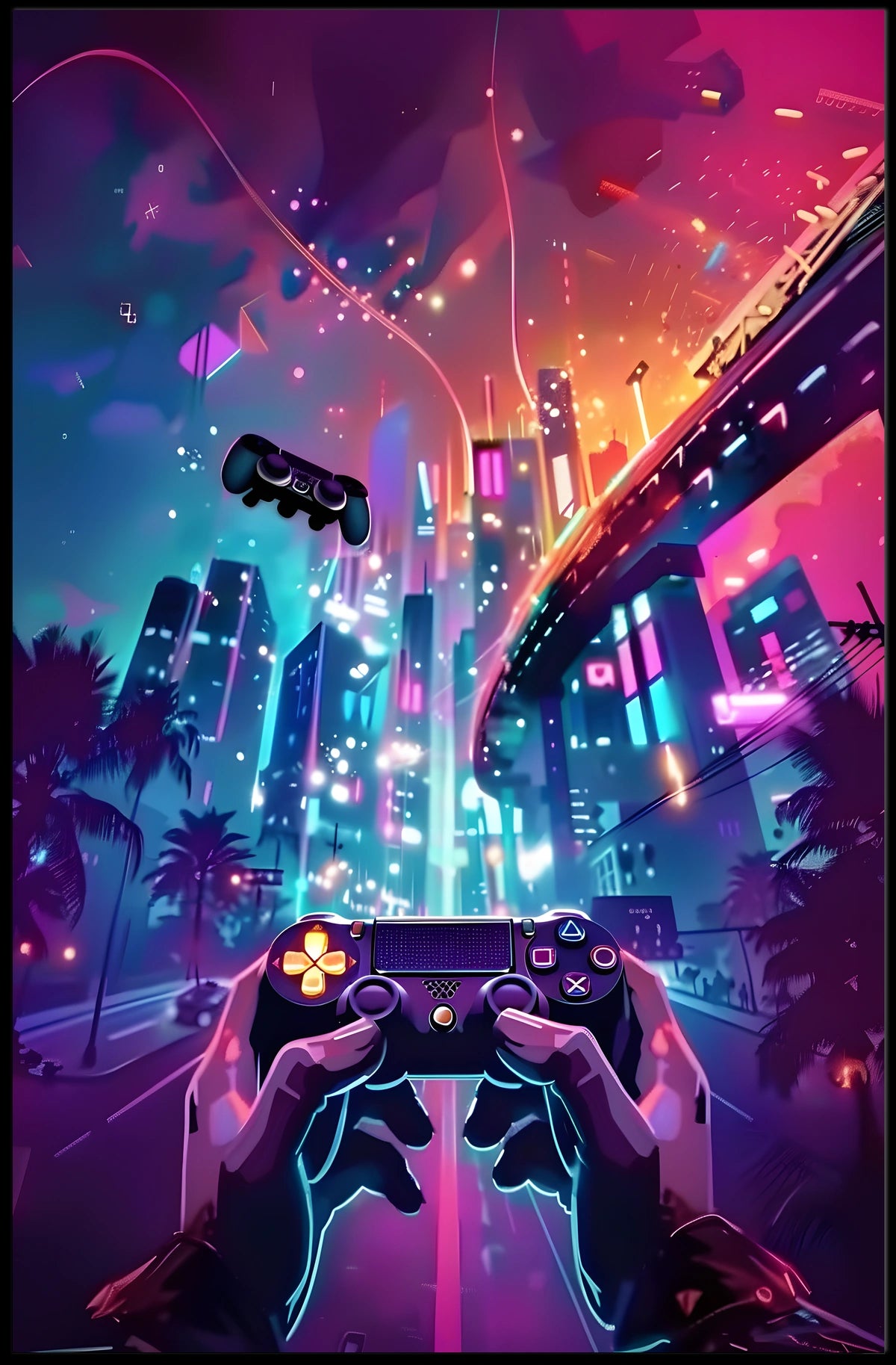 Neon Gaming Odyssey Poster