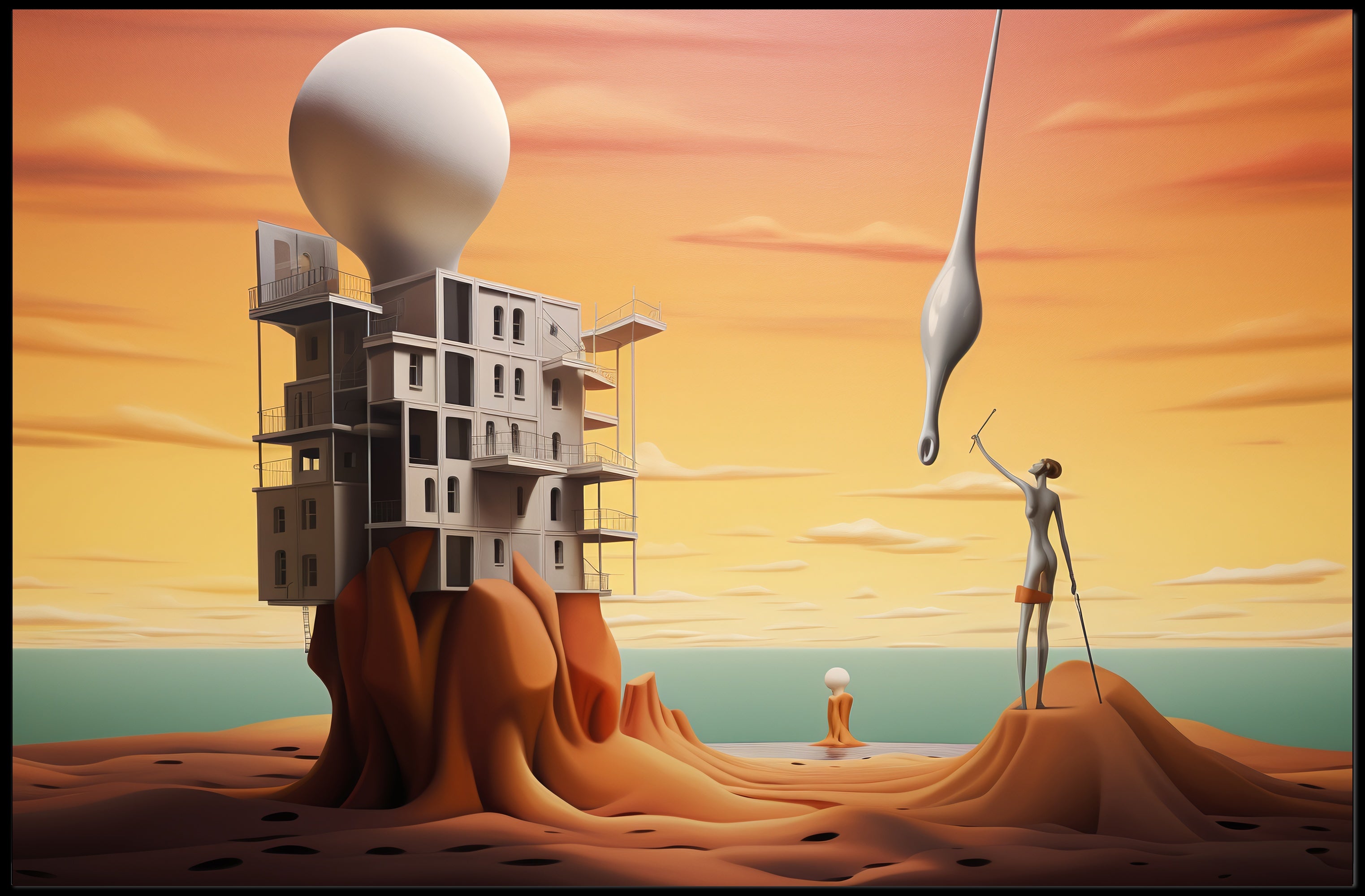 Surreal Landscape with Futuristic Sci-Fi Architecture Poster