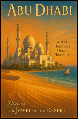Abu Dhabi Travel Marvels: Discover Architectural Wonders Travel Poster