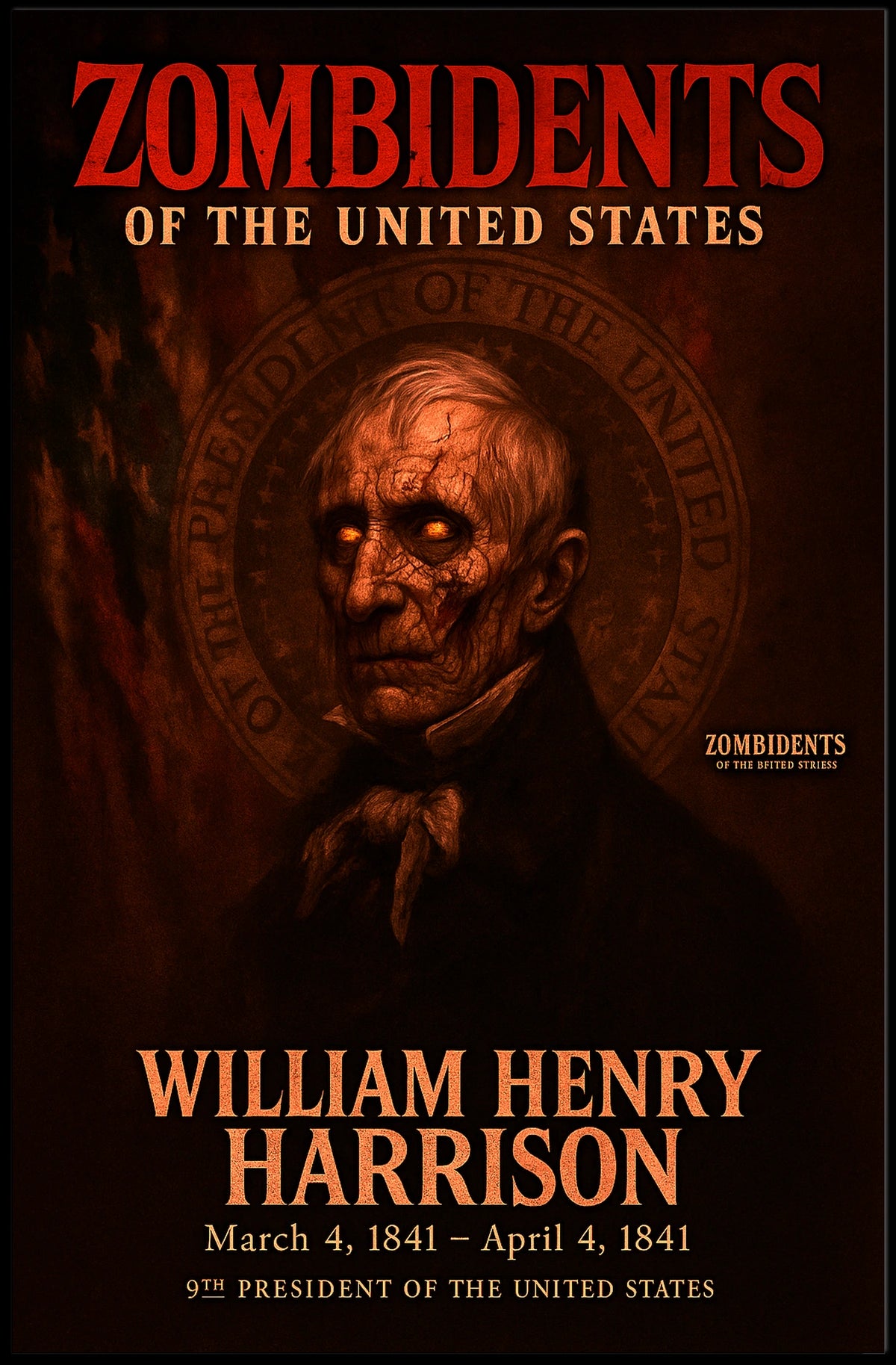 William Henry Harrison 9th President of the United States Zombidents Poster Series