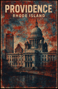 Providence Rhode Island Cityscape Travel Art New England Riverfront Vision Realism Poster