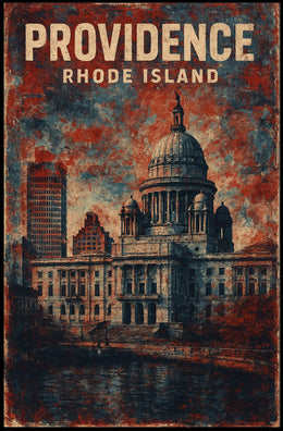 Providence Rhode Island Cityscape Travel Art New England Riverfront Vision Realism Poster